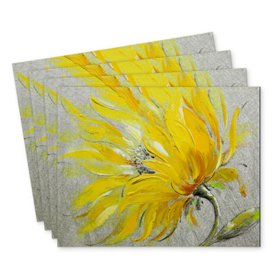 Yellow Flower Polyester Bonniview Set of 4 - Home Decor
