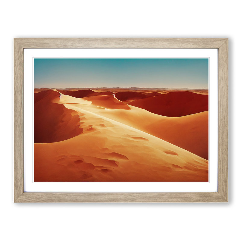 Placid Desert - Single Picture Frame Print, 34cm H x 46cm W x 2cm D, Oak Framed