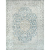 High-Quality Hand-Knotted Light Blue And Ivory Area Rug
