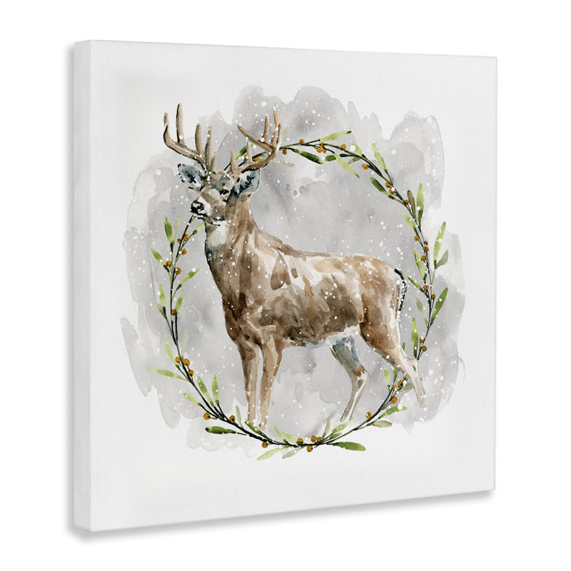 «Rustic Deer with Wreath» par Carol Robinson, H 30 po x l 30 po