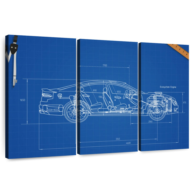 Car Blueprint, 36" H x 57" W