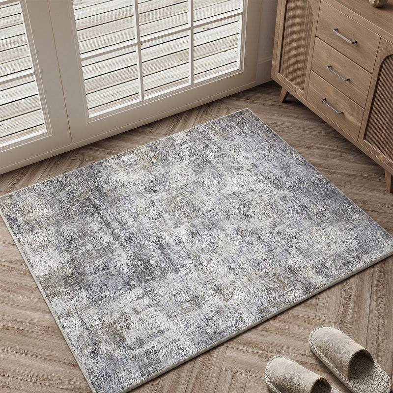 Tapis abstrait lavable en machine avec envers antidérapant Sarah, Rectangulaire 2 pi x 3 pi