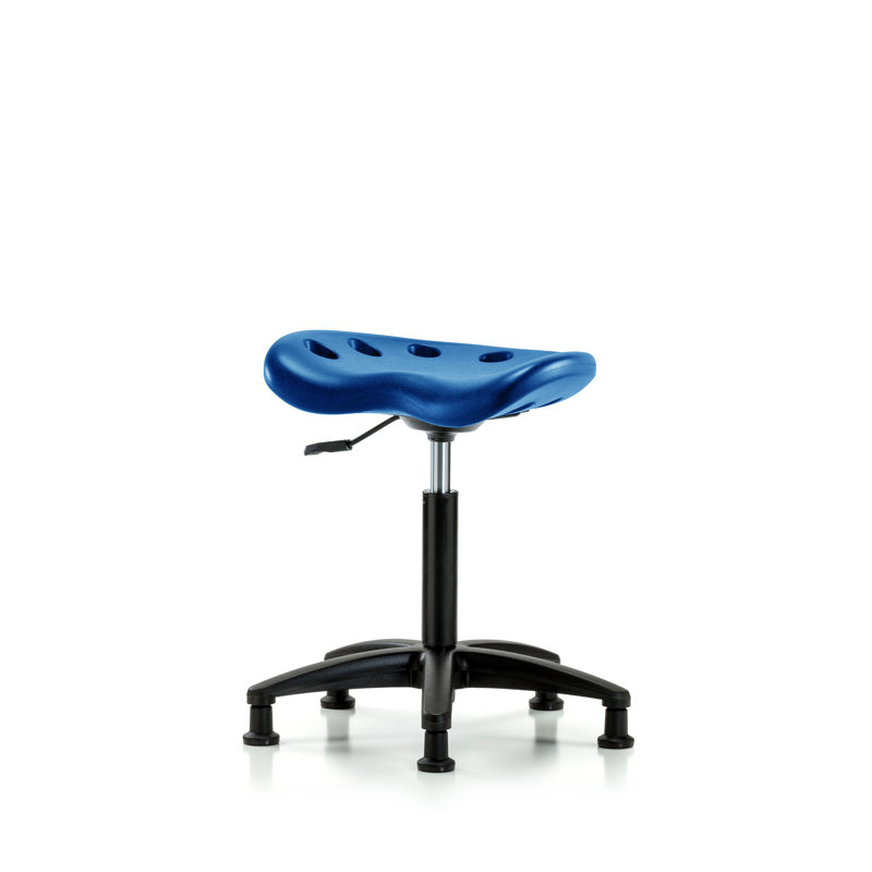 Tabouret de laboratoire à hauteur ajustable Tractor, Bleu, Patins fixes, Noir