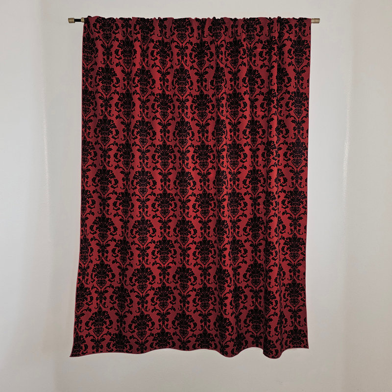 Rideau de fenêtre en popeline de polyester à imprimé damassé de 58 pouces de large, L 58 po x L 108 po, Rouge canneberge