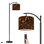 Lampe sur pied à arc avec abat-jour réglable Roses rouges foncées Vert foncé Feuilles d'or Lampe sur pied noire 3 températures de couleur Haut gradateur avec interrupteur au pied pour la chambre à coucher