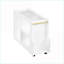 Table basse moderne en verre cannelé blanc avec roues verrouillables, peu encombrante pour le salon-306099635