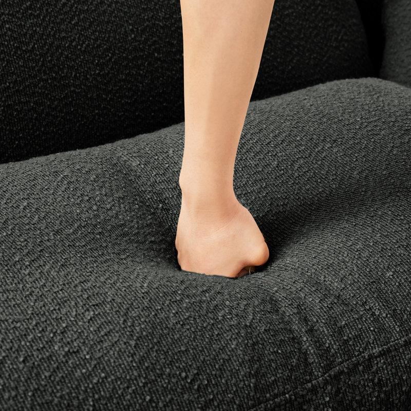 Canapé modulaire 3 U en forme de U gris foncé avec revêtement en tissu bouclé, fabrication et pieds cylindriques pour un espace personnel distinctif, système de suspension à 2 ressorts mobiles avec système de ressorts