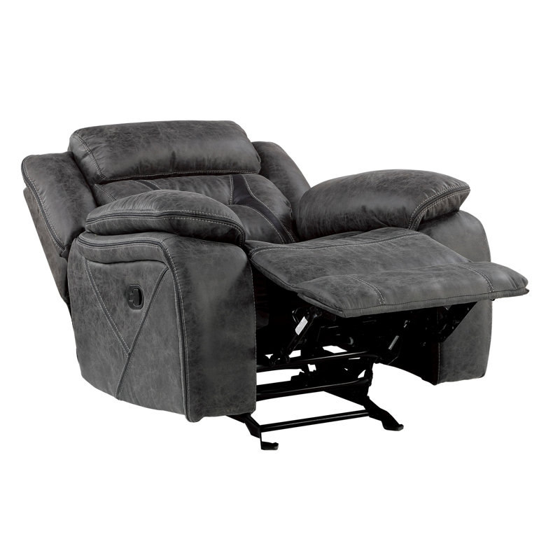Jannali 37.5'' Traditional Manual Glider Recliner with Polished Microfiber, Tab Pull Recline & Plush Pillow Top Armrests