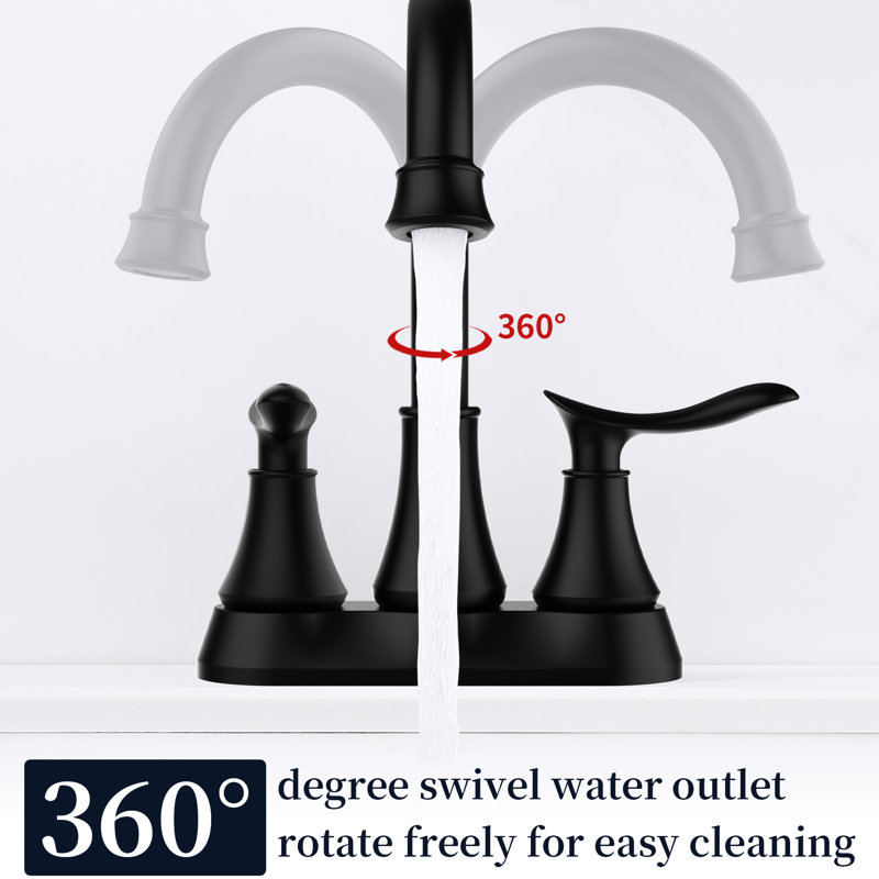 4-Inch 2 Matte Black Bathroom Faucet With Pop-Up Drain And Hoses - , Rust-, For Vanity Sink Longevity , Rust-,, Matte Black
