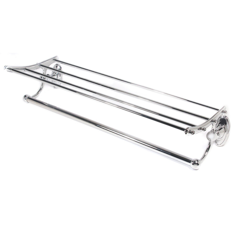 Polished Chrome Wall Mounted Towel Rack with Shelf