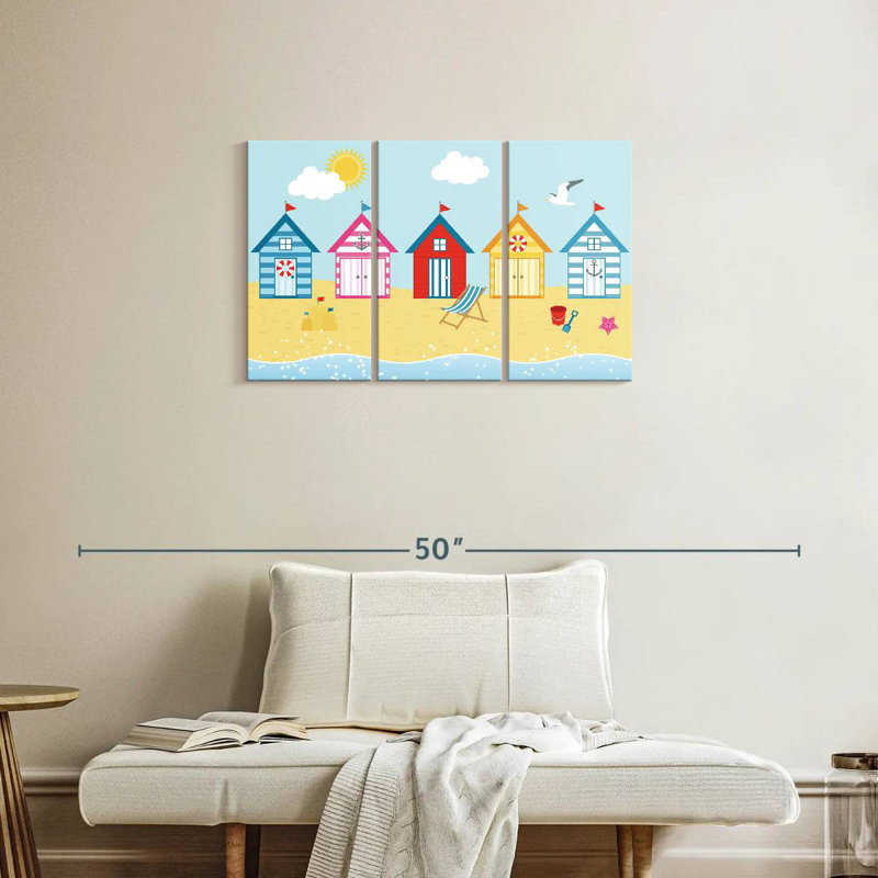 Caricature de cabanes de plage, H 20 po x l 33 po