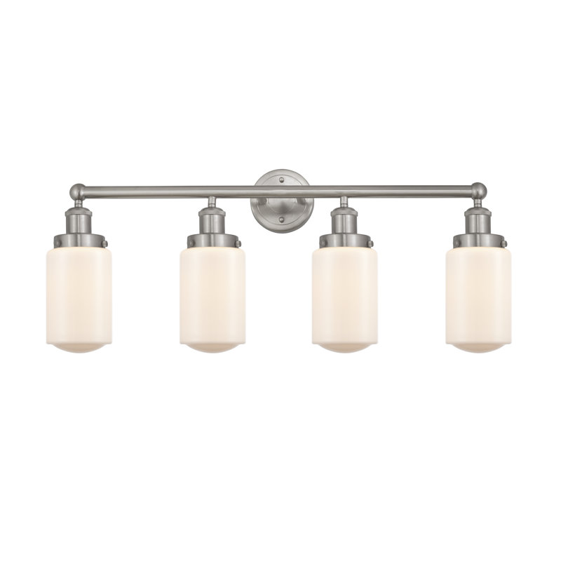 Éclairage pour meuble-lavabo à intensité variable à 4 lumières Erkson, Blanc mat, Nickel satiné brossé