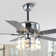 52" Large Chrome Seashell Shade Ceiling Fan w 3 Light