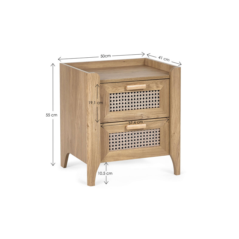Albelo 50cm W Bedside Table, Brown