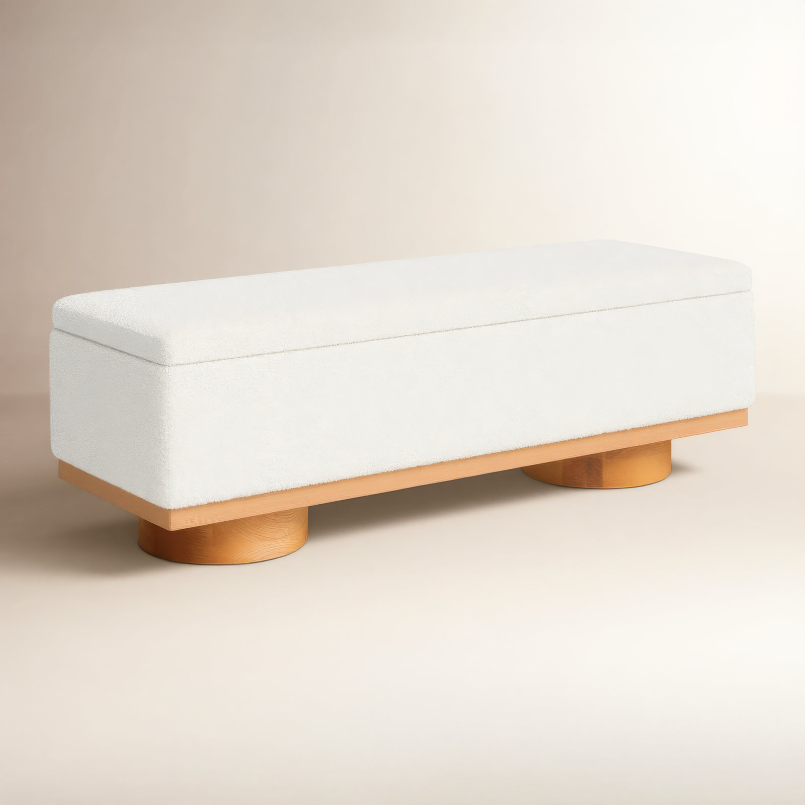 Morje 61" Linen Entryway Bench, Ivory, Natural