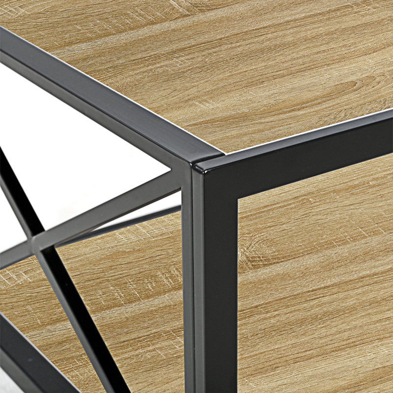 Table basse avec tablette, Bois naturel / transparent