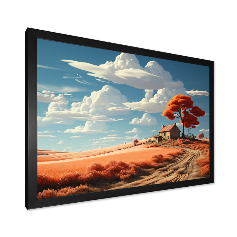 Dreamy Farm Hues Landscape, H 34 po x l 44 po x P 1,5 po, Cadre simple noir