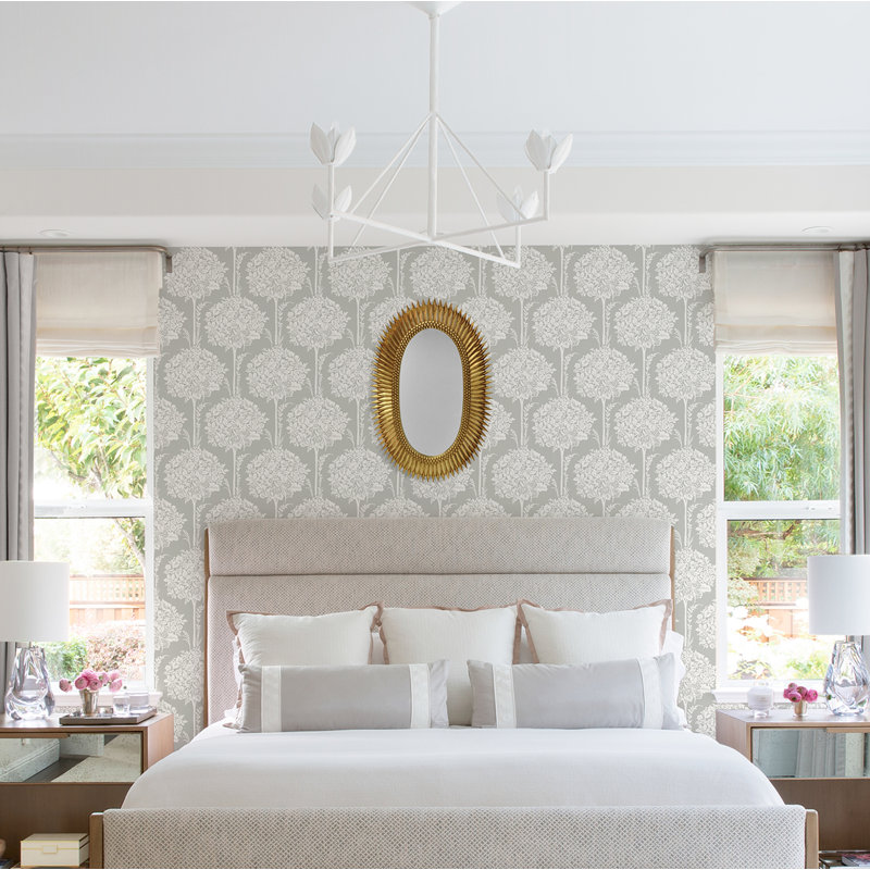 Floral Wallpaper, Taupe