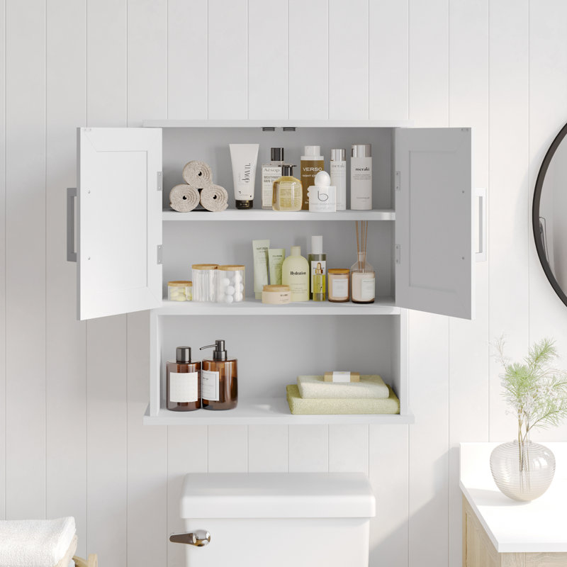Modern Bathroom Wall Mount Medicine Cabinet With Magnetic Close Doors, White
