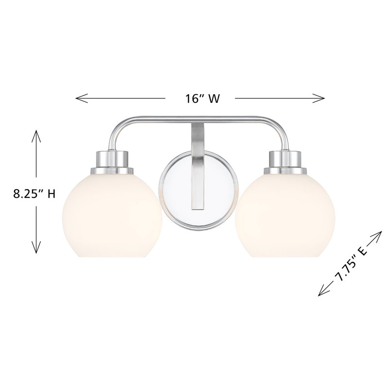 Volnak 2-Light Bathroom Vanity Light in Chrome, Chrome