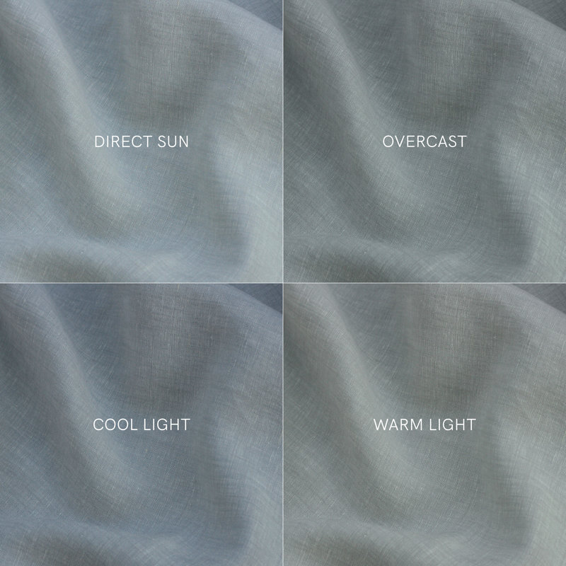 100% French Linen Bedskirt, King, Pebble Heather