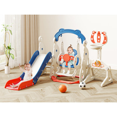 6 In 1 Toddler Slide And Swing Set, Toddler Indoor Outdoor Playset, Kids Slide For Toddlers Age 1-3