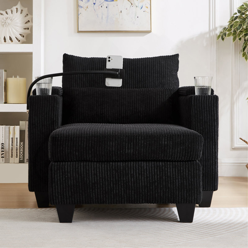Fauteuil de 37,4 po avec ports USB, Noir