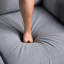 Fauteuil confortable avec accoudoirs rembourrés de 35 po en lin gris-bleu pour un moment de détente