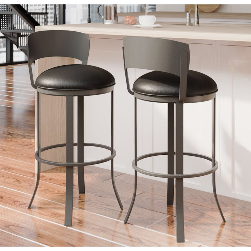 Swivel Upholstered Counter Stool with Metal Frame, Counter Stool (26" Seat Height)