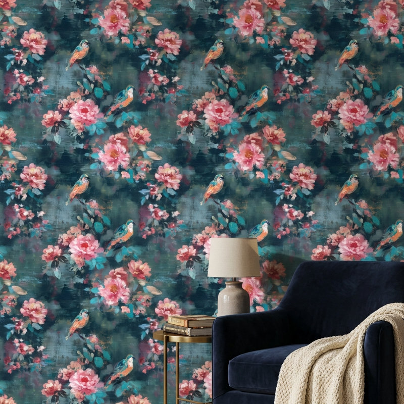 Papier peint floral foncé foncé, Non-collé