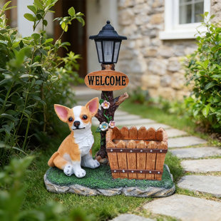 Labrador Puppy Solar Planter Garden Statue