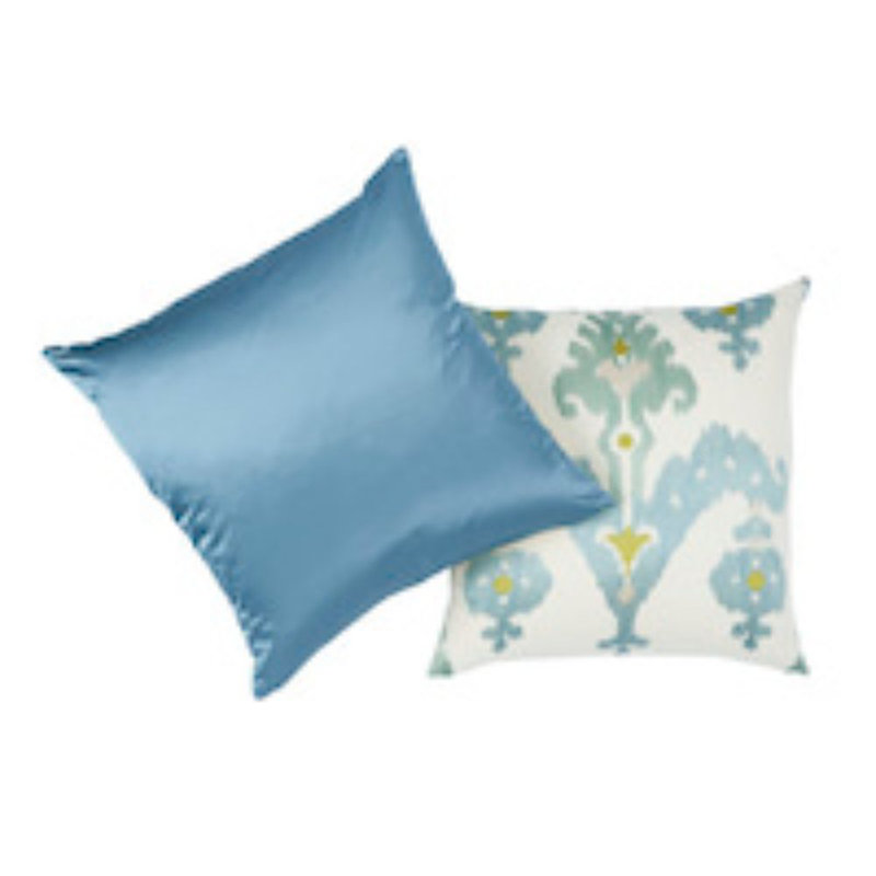 Raja Embroidery Pillow, Blue/Gray/White, 22" x 22"