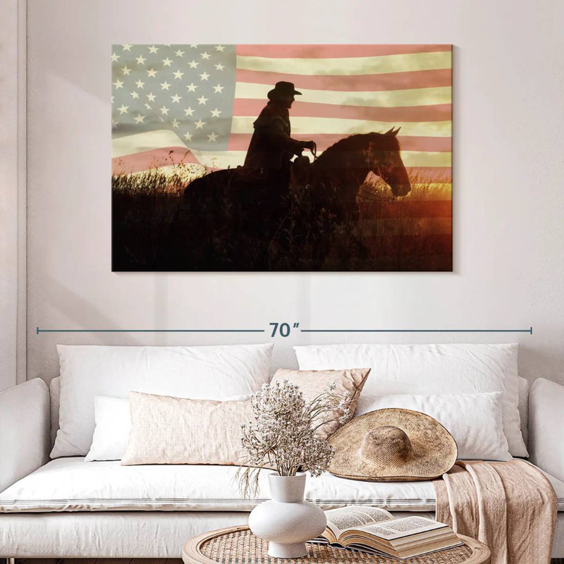 Lelar Cowboy US Flag, 32" H x 48" W