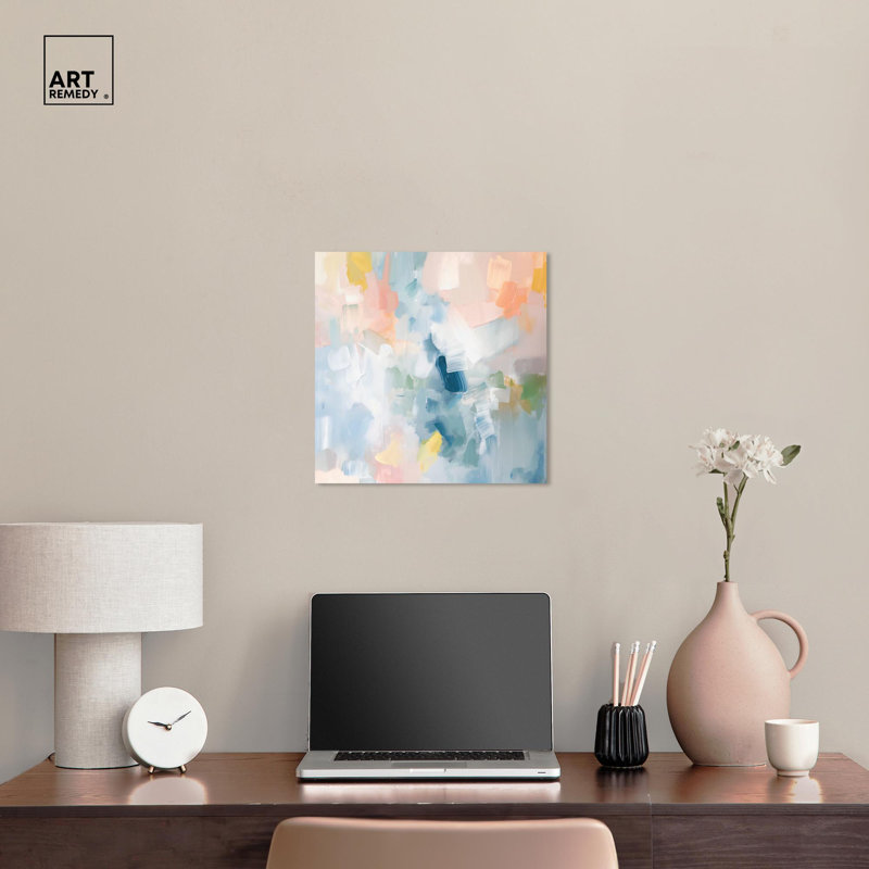 «Estatico I», toile de couleur moderne abstraite par Art Remedy, H 16 po x l 16 po x P 1,5 po, Toile tendue