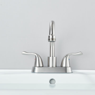 Brushed Nickel Utility Laundry Sink Faucet, 4-Inch Centerset 2-Handle Faucet for 2-3 Hole Utility Sinks, with Swivel Stainless Steel Spout, Supply Lines & Pop-Up Drain Plug