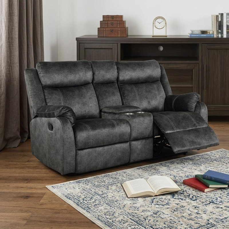  Causeuse inclinable manuelle en microfibre 70 po avec rangement 70 po