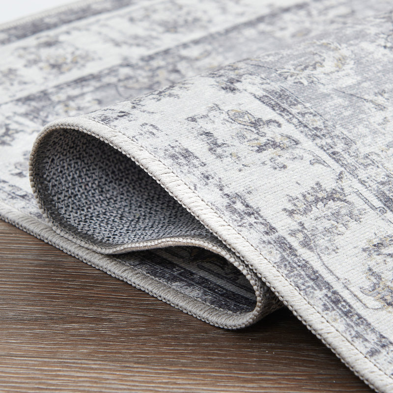 Rgfairy Chenille Mashine Washable Oriental Indoor Arae Rug with Non-Slip Backing for Bedroom Living Room , Distressed Gray