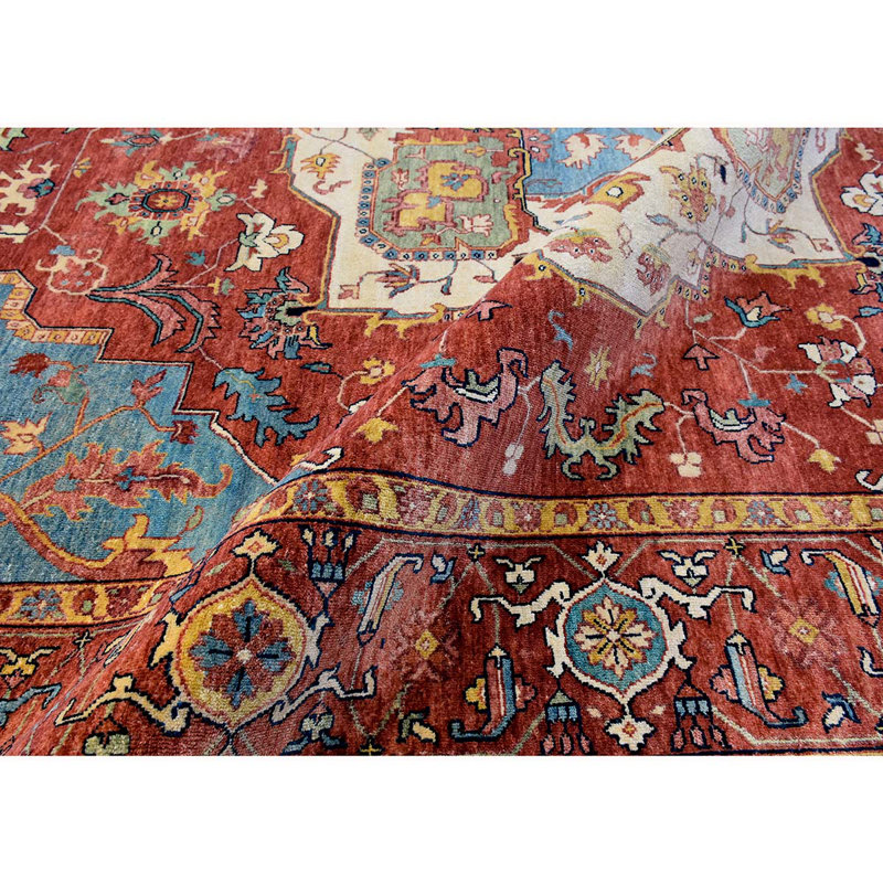 Tapis rouge et rouge noué à la main de haute qualité