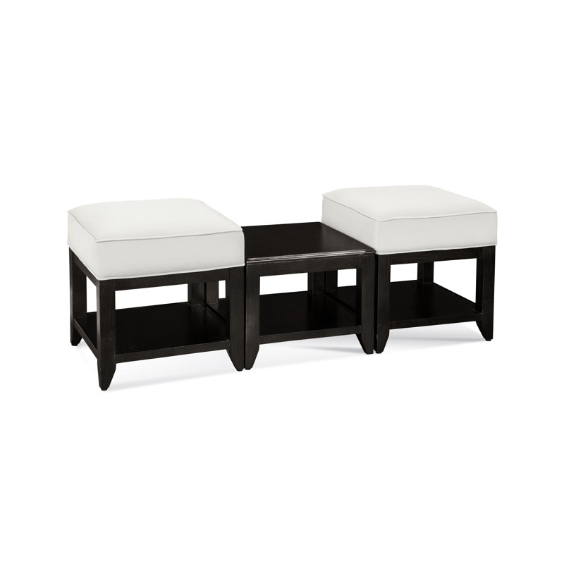 Elements Upholstered Cube Ottoman, Antique Black, Beige Performance Fabric; 0851-73