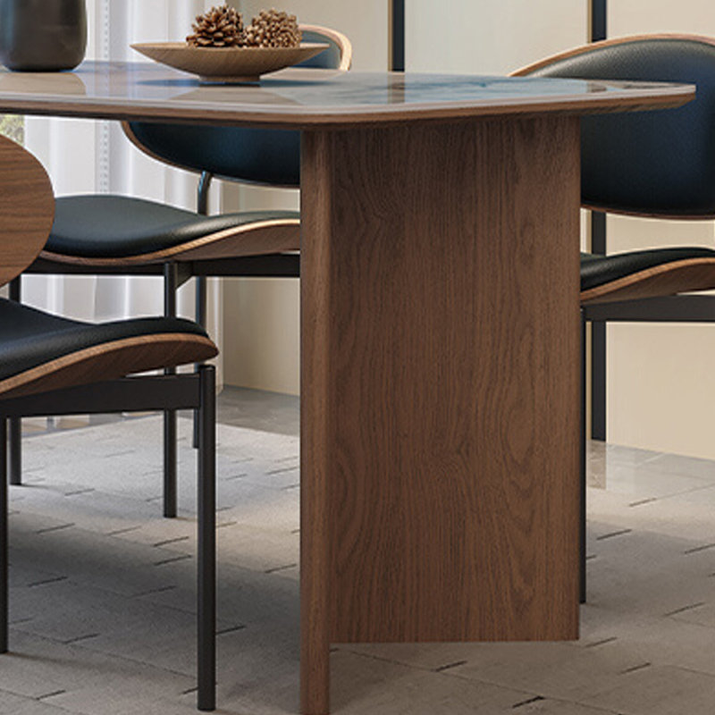 Table de salle à manger moderne avec pieds en bois massif, H 29,53 po x L 63 po x l 31,5 po