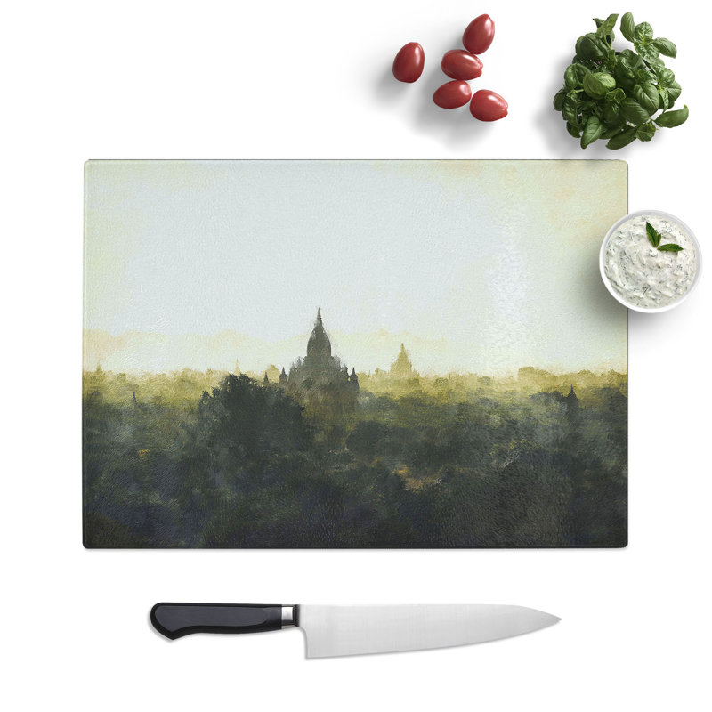 Tempered Glass Old Bagan in Myanmar Chopping Board, 28.5 cm x 39 cm
