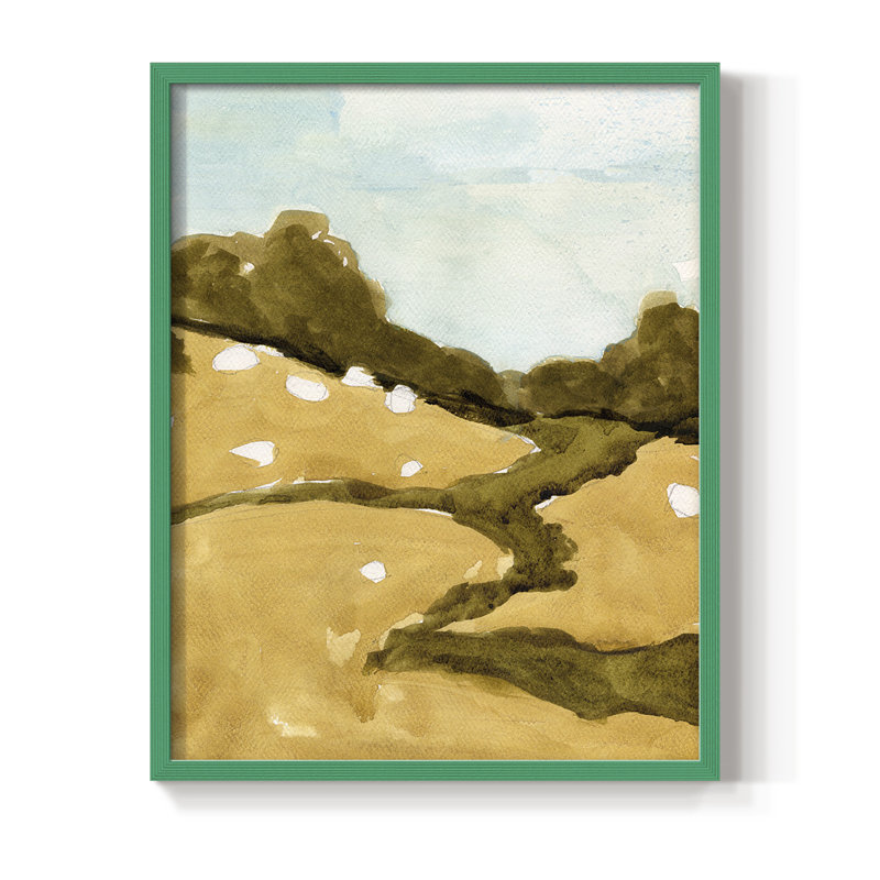 Reproduction encadrée Scattered Sheep II - bois massif, H 10 po x l 8 po, Vert