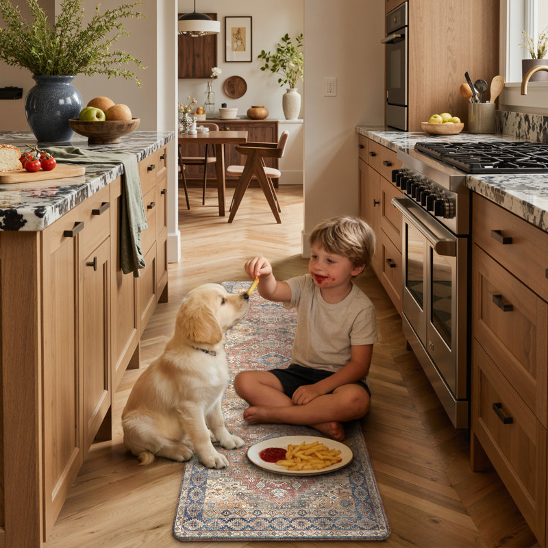 Anti-Fatigue Anti-Slip Waterproof Kitchen Mat, Runner 17" x 59" + 17" x 30", RetroBrick