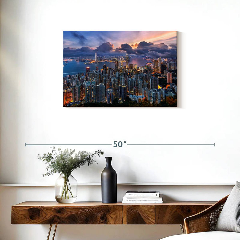 Lever de soleil Sirci à Hong-kong, H 20 po x l 30 po