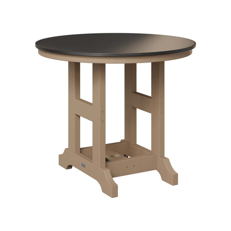 Table de bar ronde berlinoise 38 po Berlin, H 39,5 po x l 38 po x P 38 po, Noir martelé, Bois vieilli