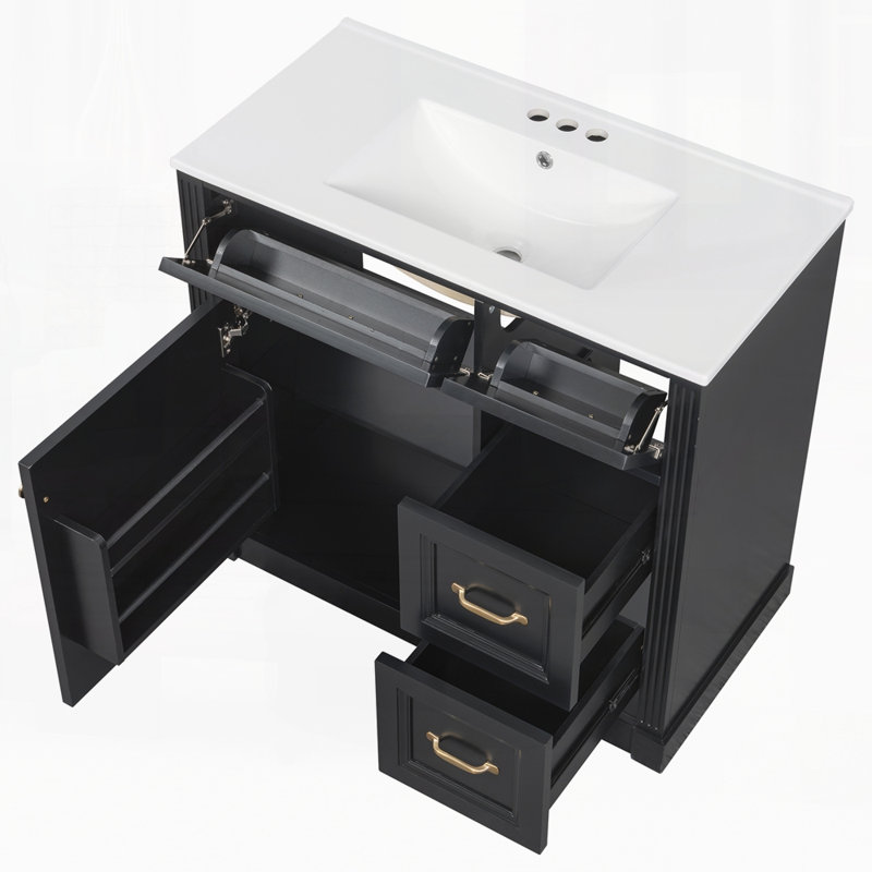 Meuble-lavabo 36 po avec lavabo, Noir
