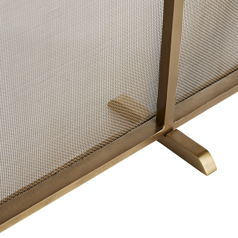 Brooklyn 1 Panel Iron Fireplace Screen, Antique Brass