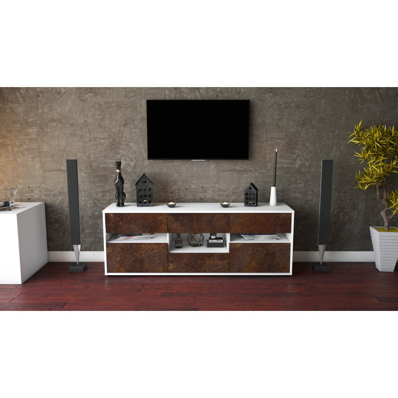 Yarber Unfinished TV Stand for TVs up to 60, Rust / Matte White