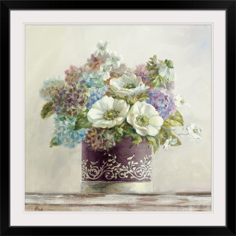 «Anemones in Aubergine Hatbox», impression, H 20" x l 20" x P 1", Cadre noir