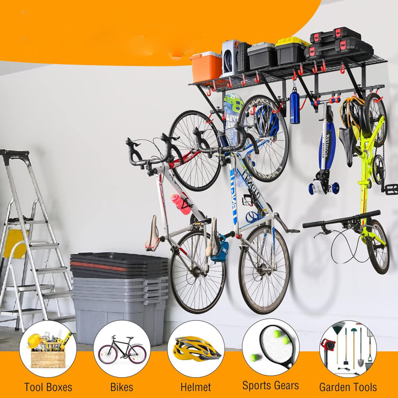 Garage Wall Frame Including Bicycle Hooks